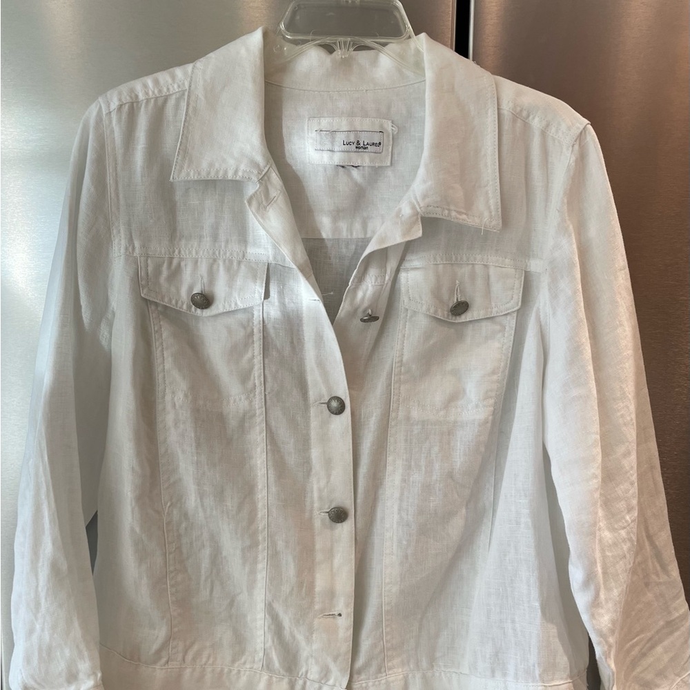 White Linen Blend Jacket